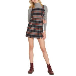 Volcom Junior's Frochickie Plaid Mini Black/orange Dress Size Medium